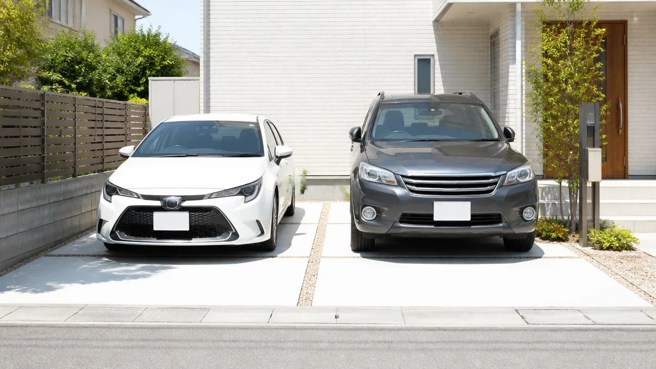 駐車場2台分は幅5mで足りる?必要な寸法と停めやすい配置例
