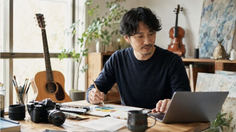 絵画や写真、音楽など複数の分野で能力を発揮する多才な日本人クリエイター